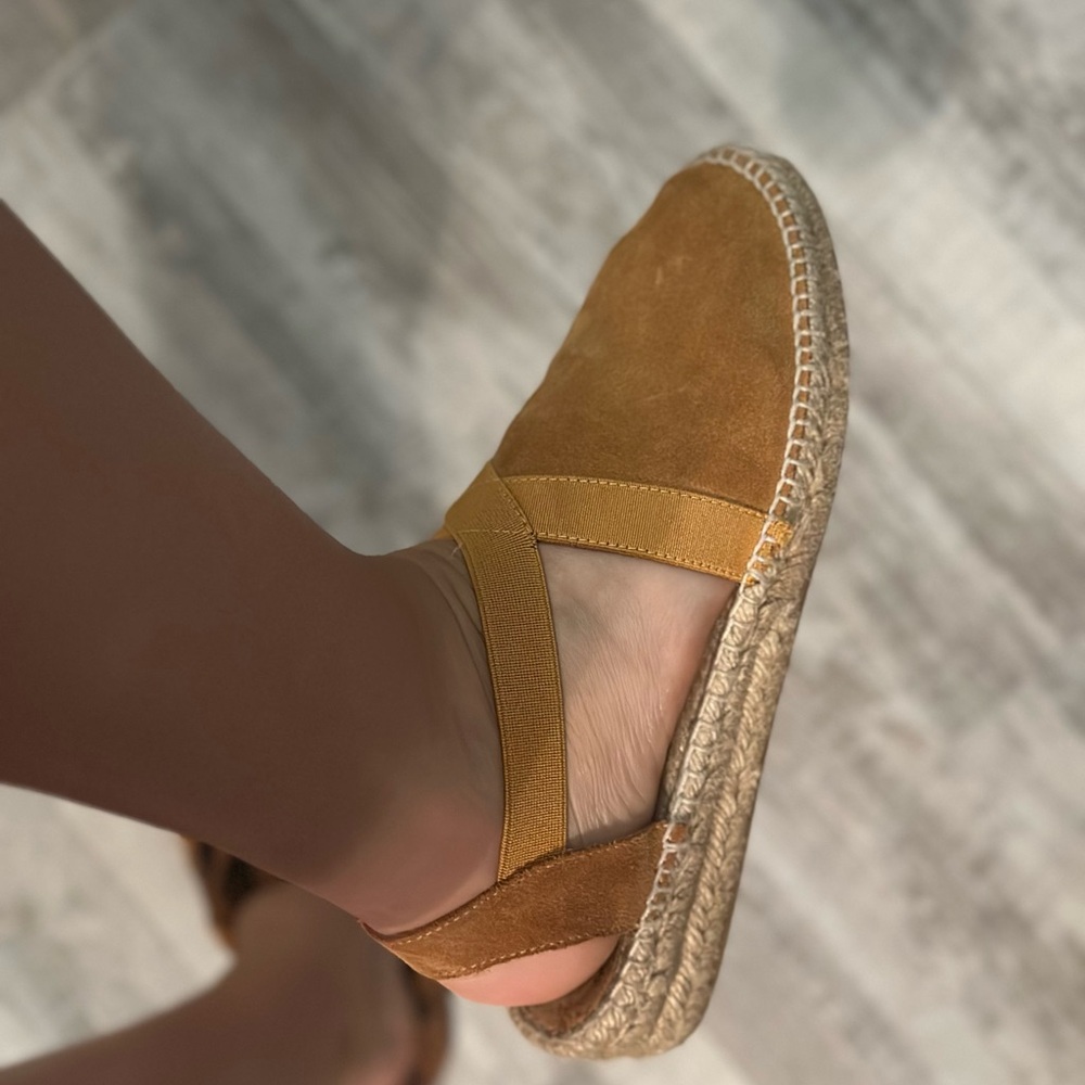 Mustard suede light wedge espadrille